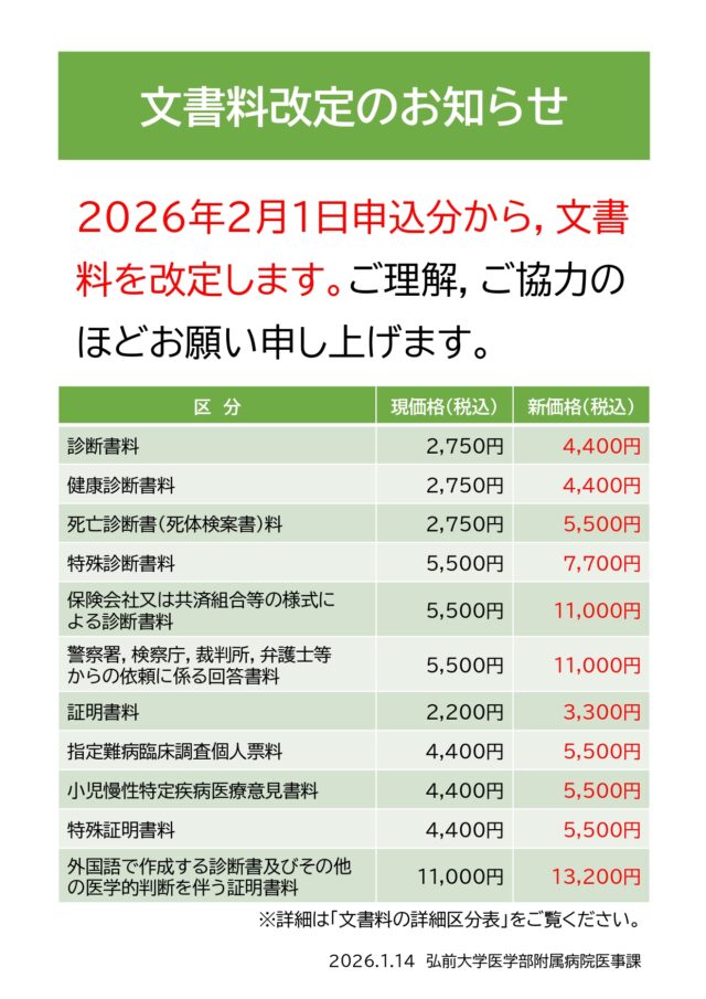 文書料改定のお知らせ1